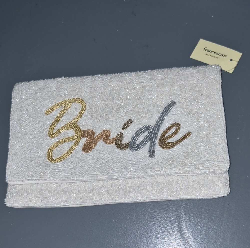 Francesca's Collections Cream Bride Clutch